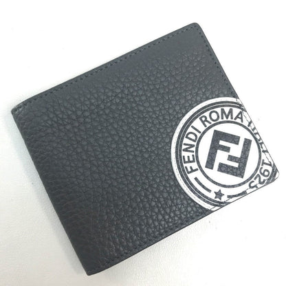 FENDI Folded wallet 7M0169 A4NR Calf leather dark gray x white FF logo stamp mens