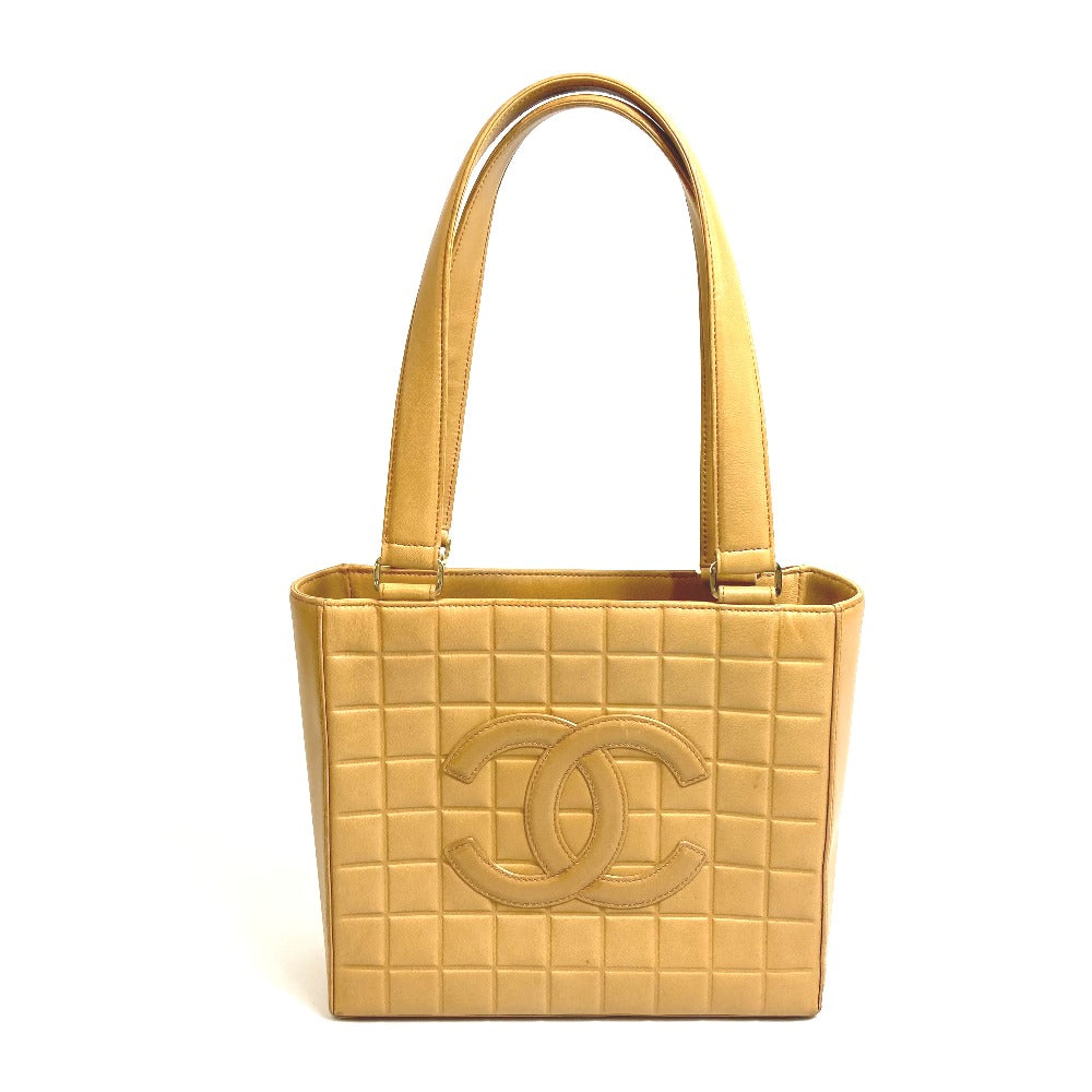 CHANEL Tote Bag A17809 Calfskin beige CCCOCO Mark Chocolate bar Women