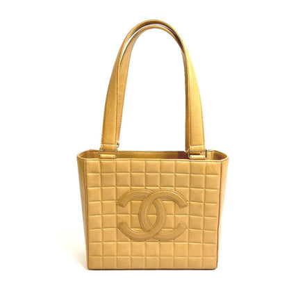 CHANEL Tote Bag A17809 Calfskin beige CCCOCO Mark Chocolate bar Women