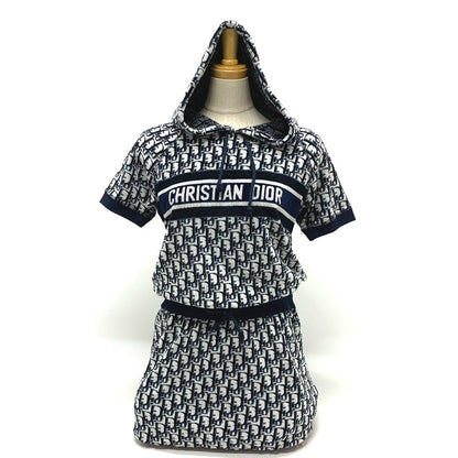 Dior one piece 123R02A4022 cotton Navy Oblique Fleece short dress Women XS