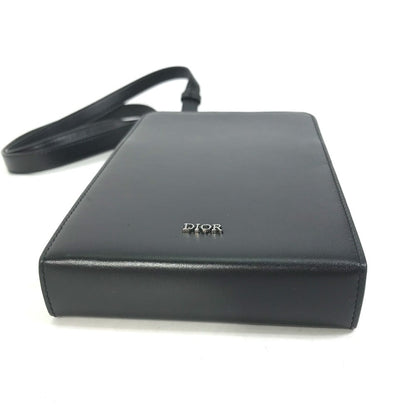 Christian Dior Shoulder Bag leather black pochette bag crossbody Phone case mens