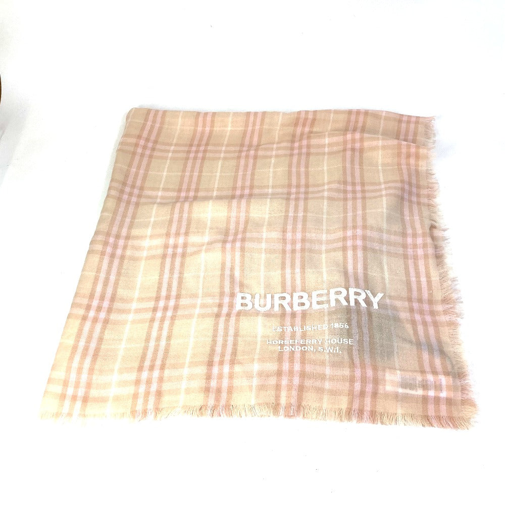 BURBERRY Scarf 8011095 cashmere pink beige check logo Women