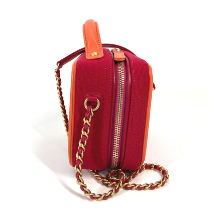CHANEL Shoulder Bag Canvas / leather Red COCO Mark Crossbody CC filigree vanity bag