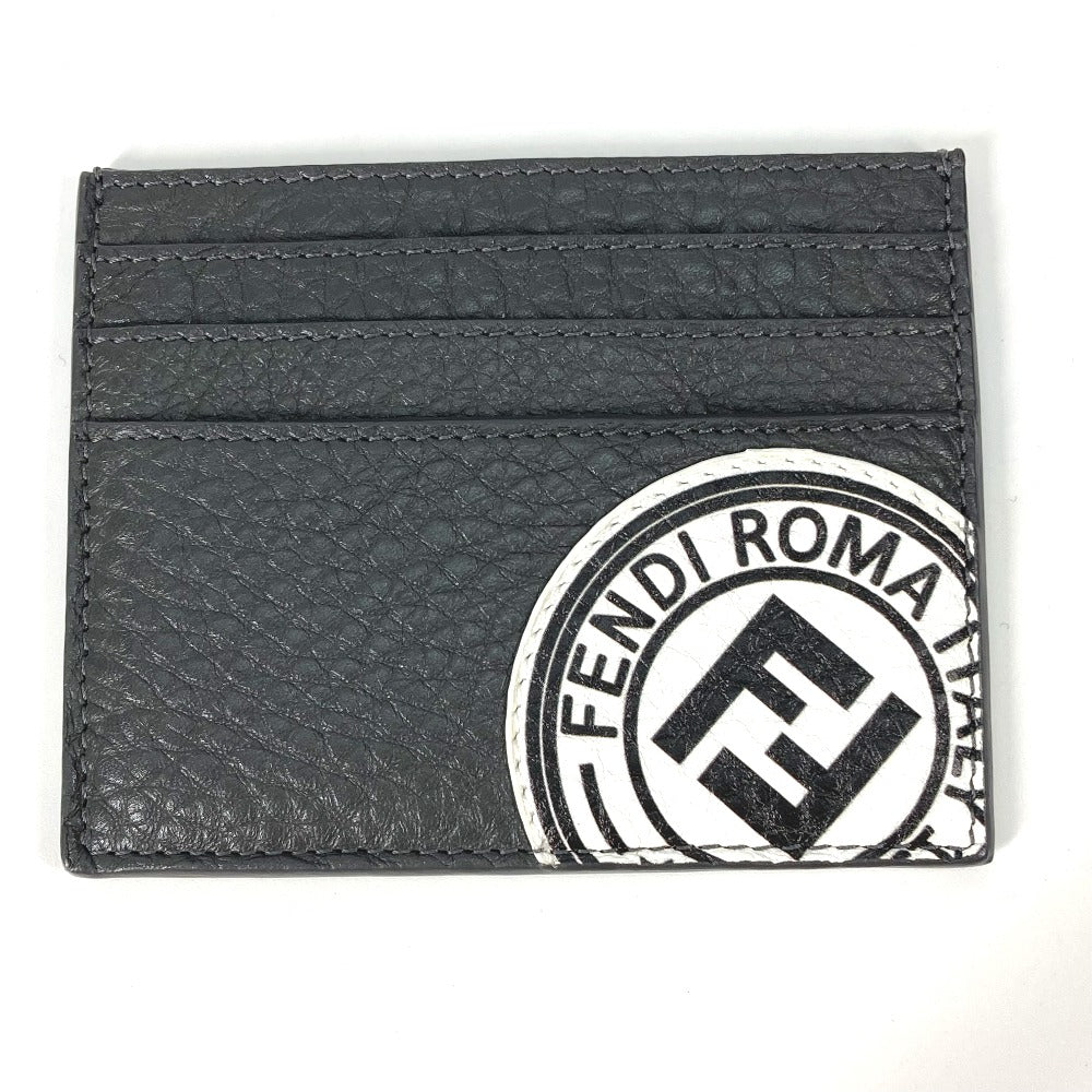 FENDI Card Case 7M0164 leather Gray type logo bicolor name card holder mens