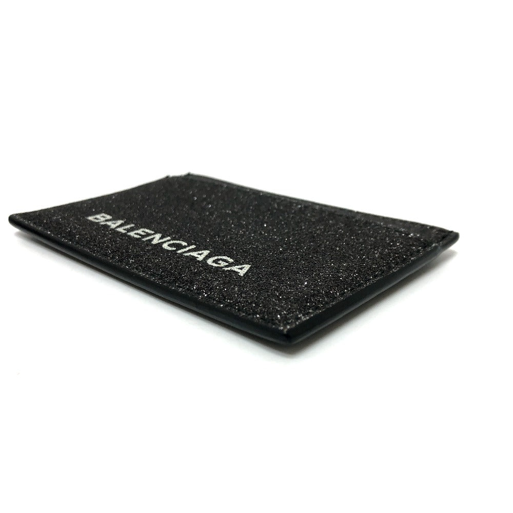 BALENCIAGA Card Case 392126 leather gray logo glitter Pass case Women