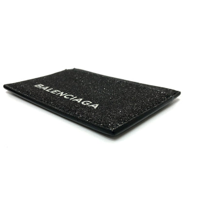 BALENCIAGA Card Case 392126 leather gray logo glitter Pass case Women