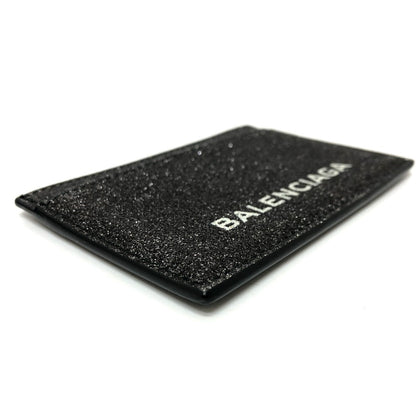 BALENCIAGA Card Case 392126 leather gray logo glitter Pass case Women