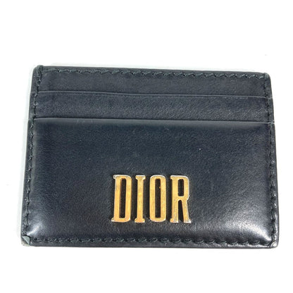 Dior Card Case 26-MA-1128 leather black Pass case logo unisex(Unisex)