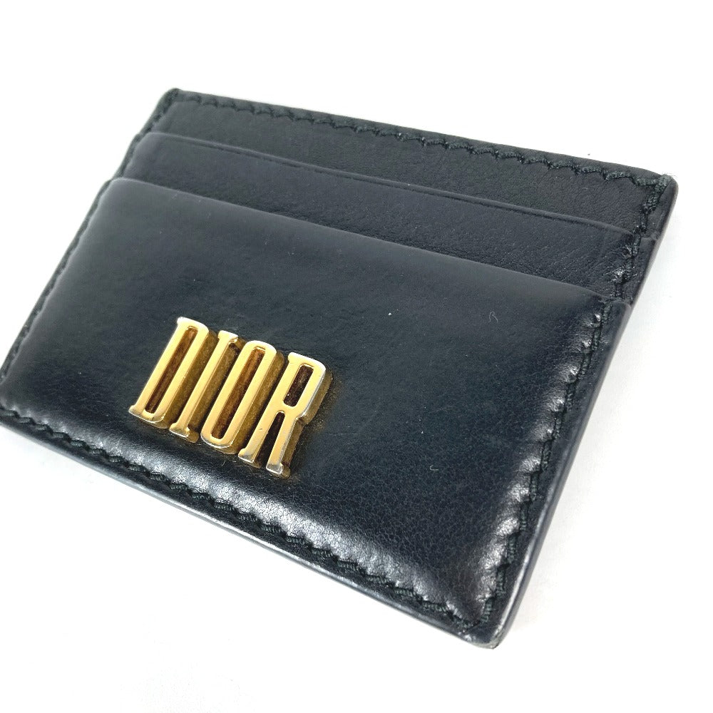 Dior Card Case 26-MA-1128 leather black Pass case logo unisex(Unisex)