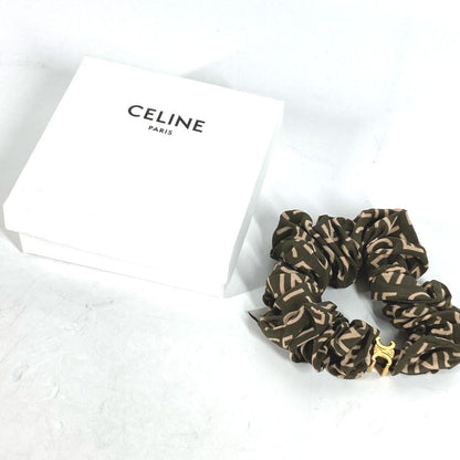 CELINE hair accessory Silk, Rubber khaki Triomphe logo Women