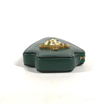 CELINE Pouch leather green Rhinestone tree Women