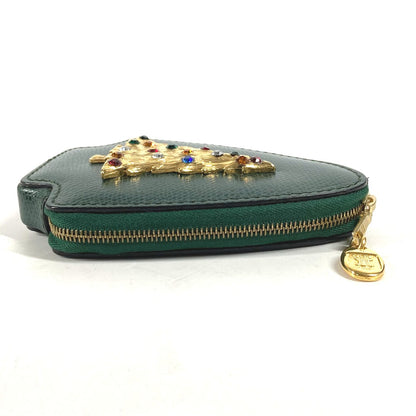 CELINE Pouch leather green Rhinestone tree Women