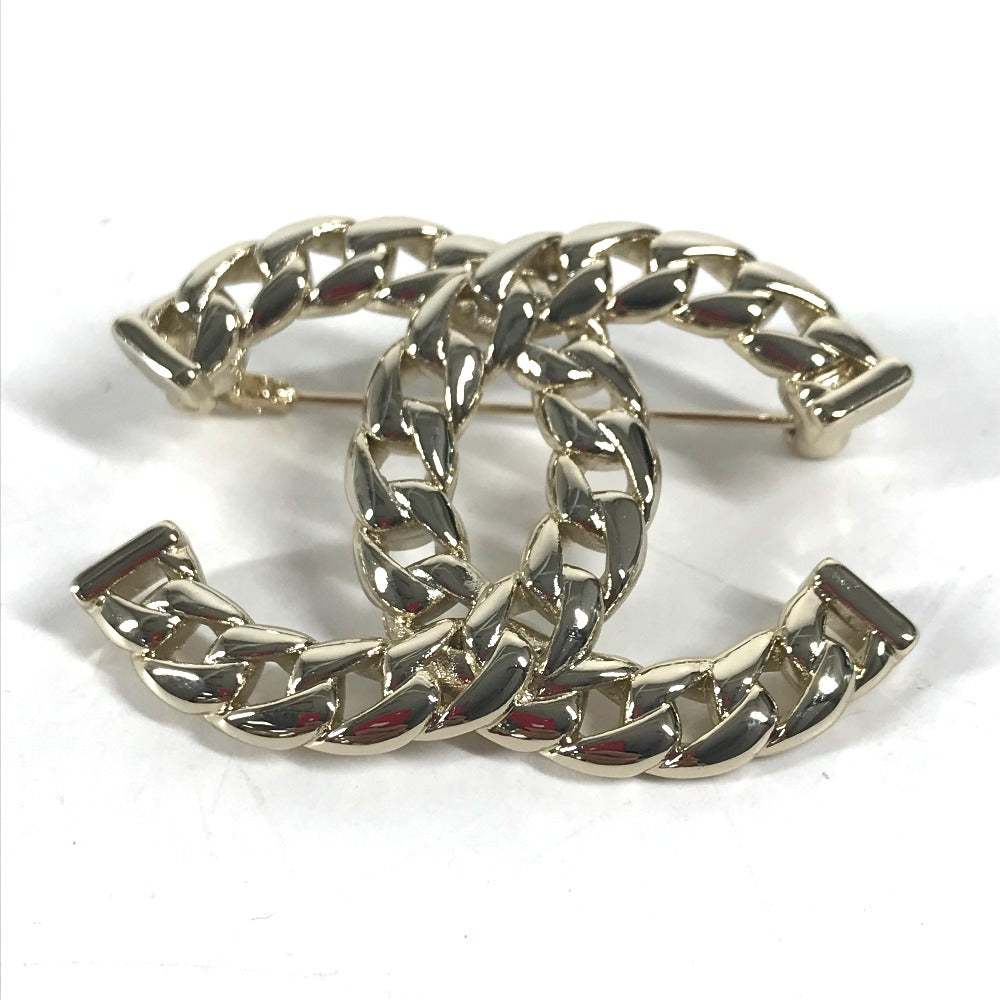 CHANEL Brooch metal gold 24P CC COCO Mark Women