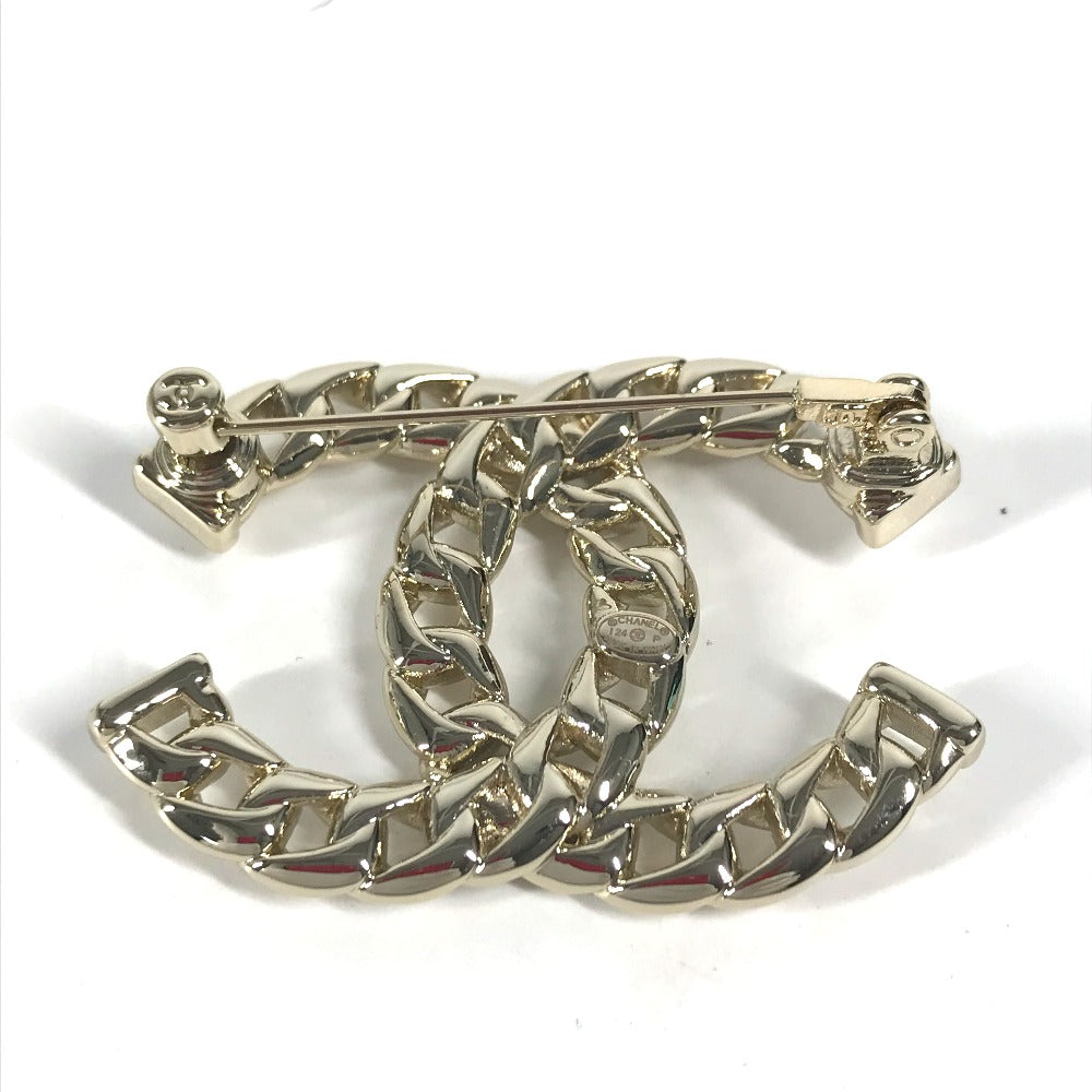 CHANEL Brooch metal gold 24P CC COCO Mark Women