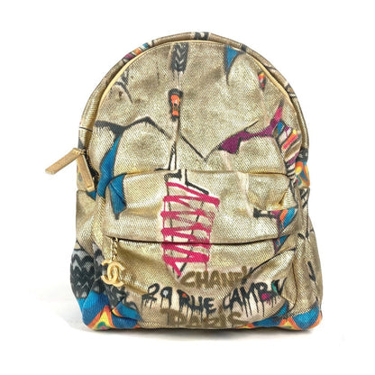 CHANEL Backpack AS0867 Leather / canvas gold COCO Mark CC logo graffiti