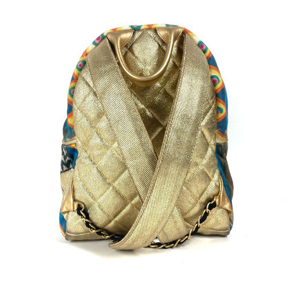 CHANEL Backpack AS0867 Leather / canvas gold COCO Mark CC logo graffiti