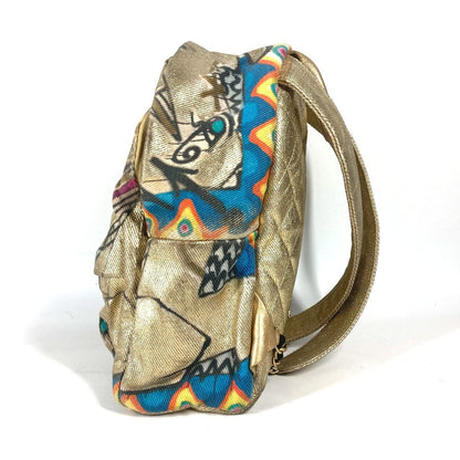 CHANEL Backpack AS0867 Leather / canvas gold COCO Mark CC logo graffiti