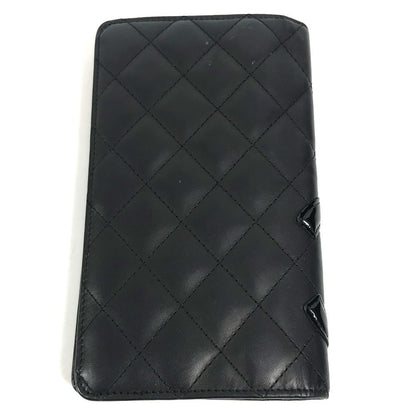 CHANEL Long Wallet Purse A26717 leather black COCO Mark CC Cambon line