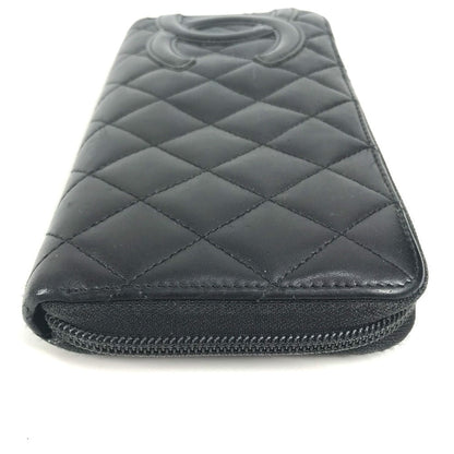 CHANEL Long Wallet Purse A50078 leather black Cambon line CC COCO Mark