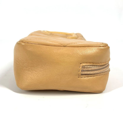 CHANEL Pouch leather beige Cambon line CC COCO Mark Women