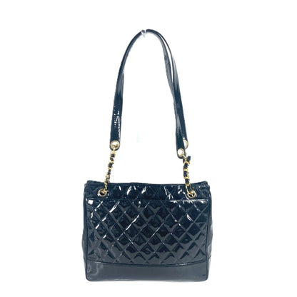 CHANEL Shoulder Bag enamel black Quilting Quilting