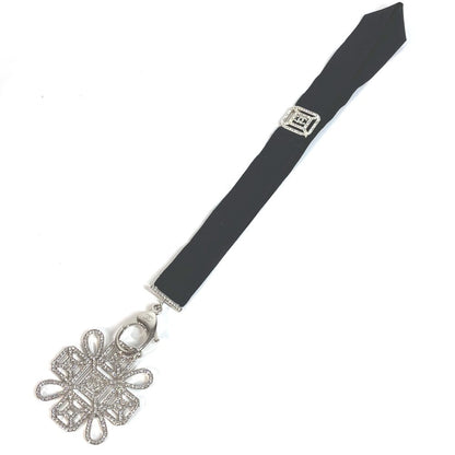 CHANEL strap metal black CC COCO Mark Rhinestone Neck strap