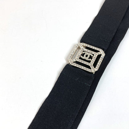 CHANEL strap metal black CC COCO Mark Rhinestone Neck strap