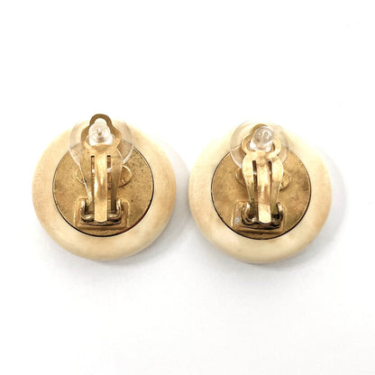 CHANEL Earring Synthetic resin, metal white vintage COCO Mark