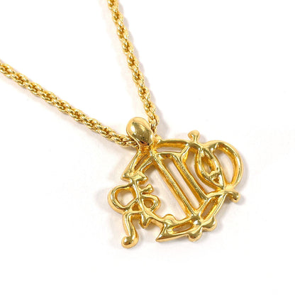 Christian Dior Necklace Metal, Rhinestone gold Emblem logo