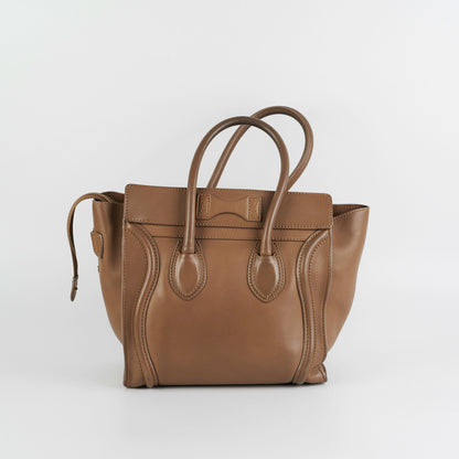 Luxury CELINE Micro Luggage Taupe Tote