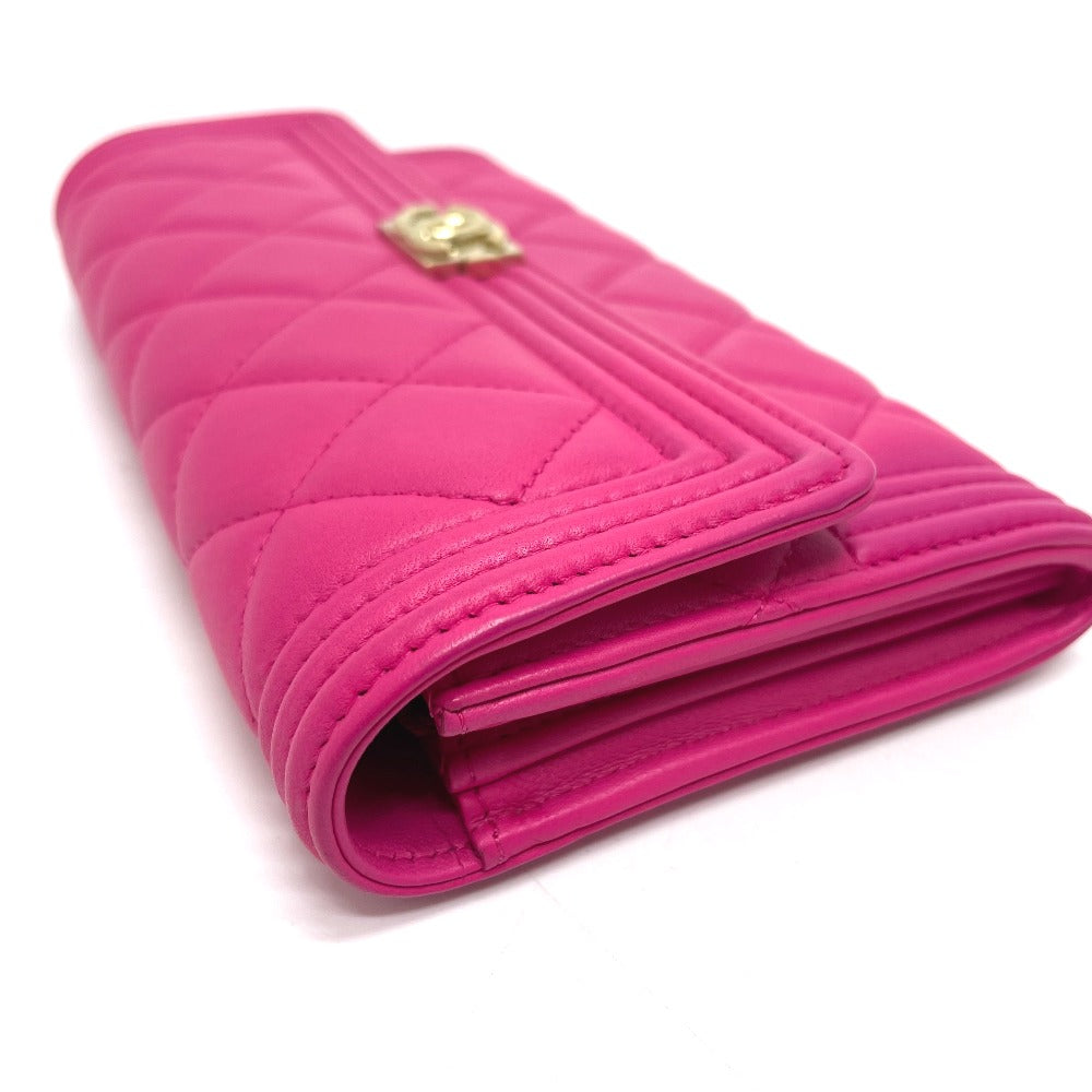 CHANEL Long Wallet Purse A80286 lambskin pink Zip Around Matrasse Boy chanel Women