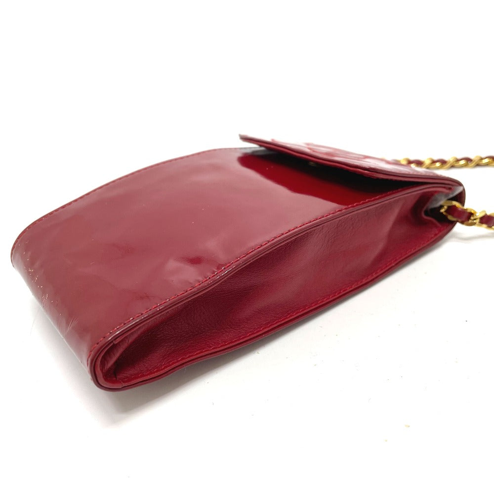 CHANEL Shoulder Bag Patent leather Red CCCOCO Mark Chain pochette Women