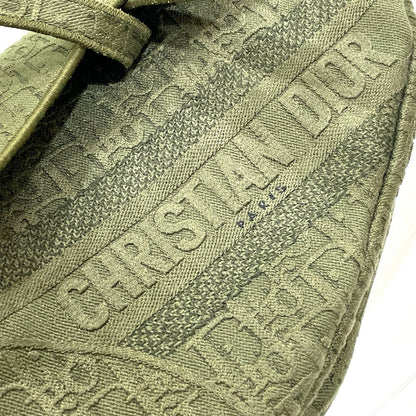 Christian Dior Handbag canvas khaki Oblique SADDLE saddle bag embroidered Women