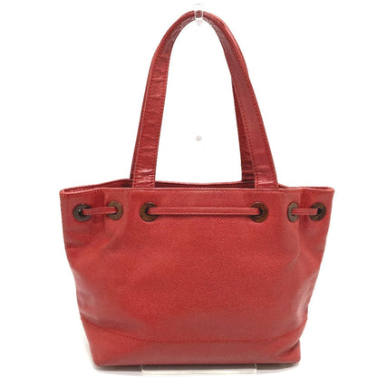 CHANEL Tote Bag Caviar skin Red CC COCO Mark Wood-like drawstring type Women