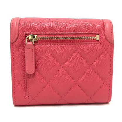 CHANEL Trifold wallet AP0375 Caviar skin Pink type CC filigree Matrasse Women