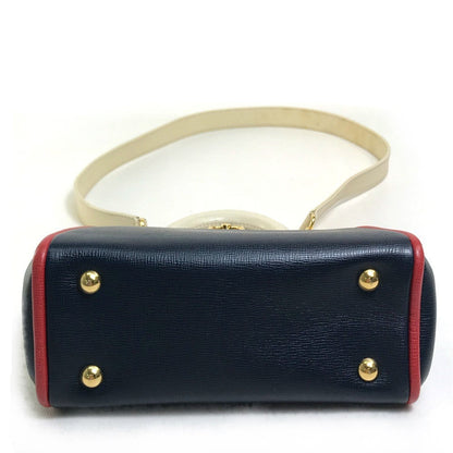 Christian Dior Handbag leather Navy x White type x Red Tricolor Vintage Gamaguchi Women