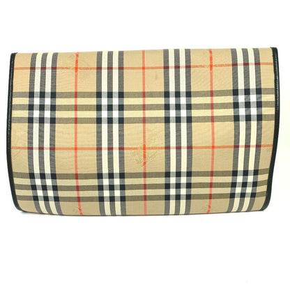 BURBERRY Clutch bag Canvas / leather beige logo check unisex(Unisex)