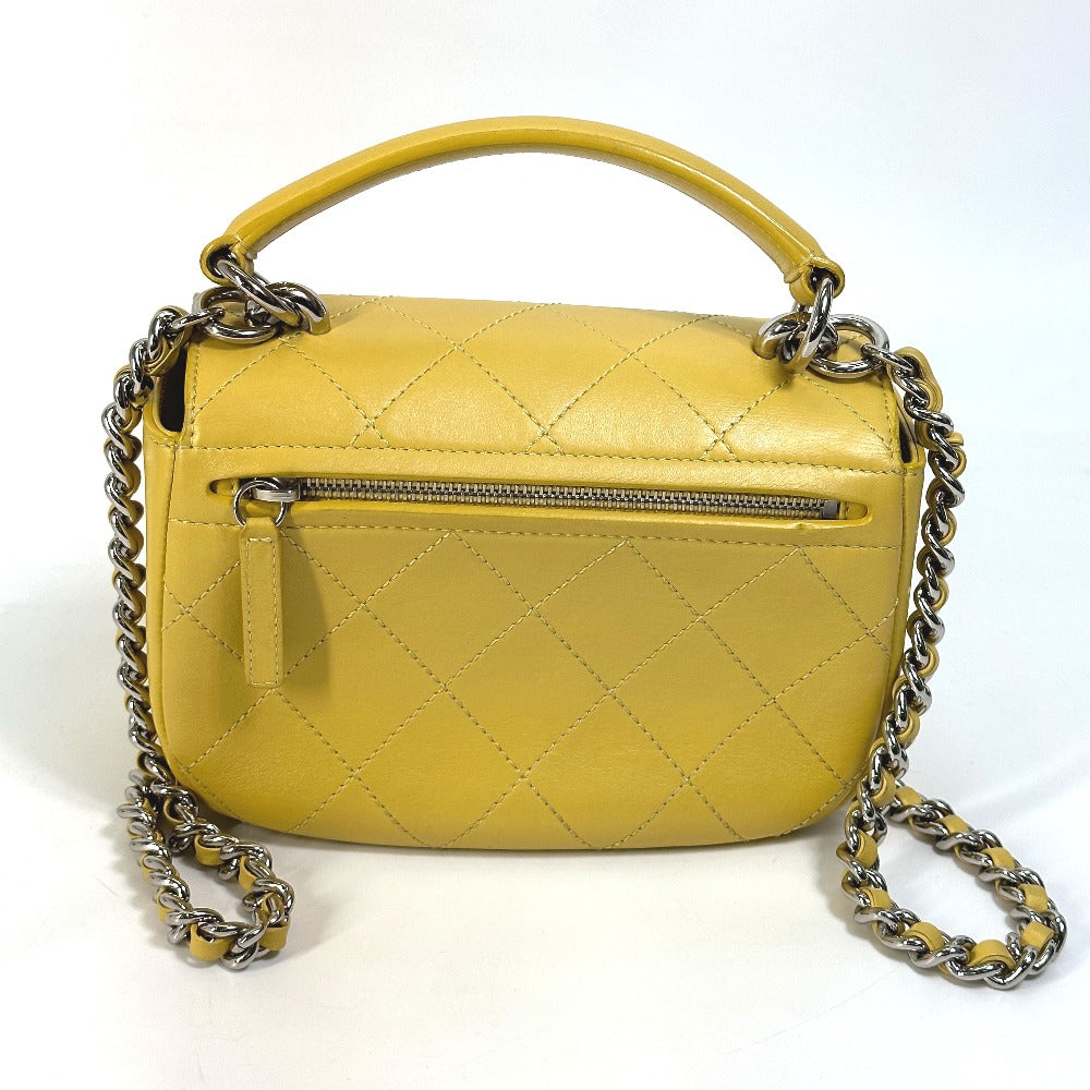 CHANEL Shoulder Bag Calfskin Yellow type CC COCO Mark stitch matelassÃÂ©