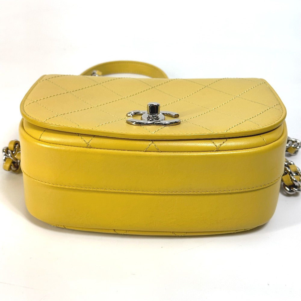 CHANEL Shoulder Bag Calfskin Yellow type CC COCO Mark stitch matelassÃÂ©