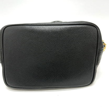 CHANEL Shoulder Bag Caviar skin black COCO Mark Dekacoco drawstring purse