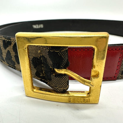 FENDI belt Canvas / leather Brown / Red Leopard Women 33