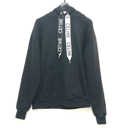 CELINE Hoodie 2Y468670Q cotton black logo laces Hoodie mens XS
