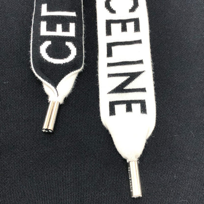 CELINE Hoodie 2Y468670Q cotton black logo laces Hoodie mens XS