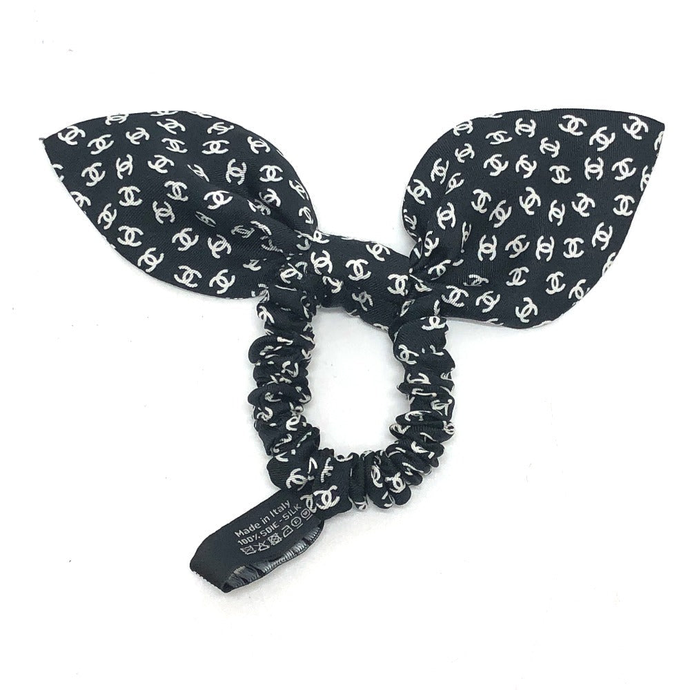 CHANEL hair accessory silk Black x white Ribbon COCO Mark hair accessory Women