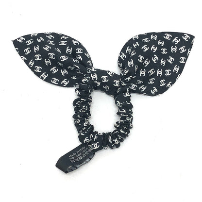 CHANEL hair accessory silk Black x white Ribbon COCO Mark hair accessory Women