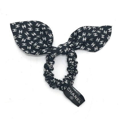 CHANEL hair accessory silk Black x white Ribbon COCO Mark hair accessory Women