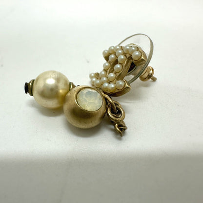 CHANEL Pierce Gold Plated gold COCO Mark Fake pearl Women