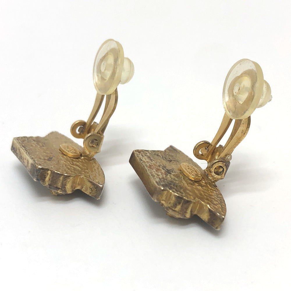 CHANEL Earring Gold Plated black Hat motif Women