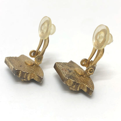 CHANEL Earring Gold Plated black Hat motif Women