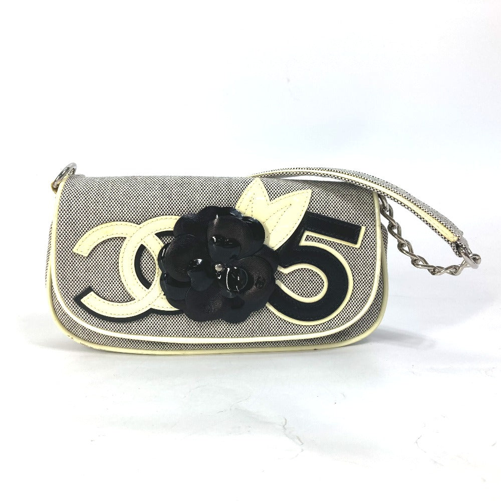 CHANEL Shoulder Bag canvas Gray type No.5 CC Camellia COCO Mark Chain Women